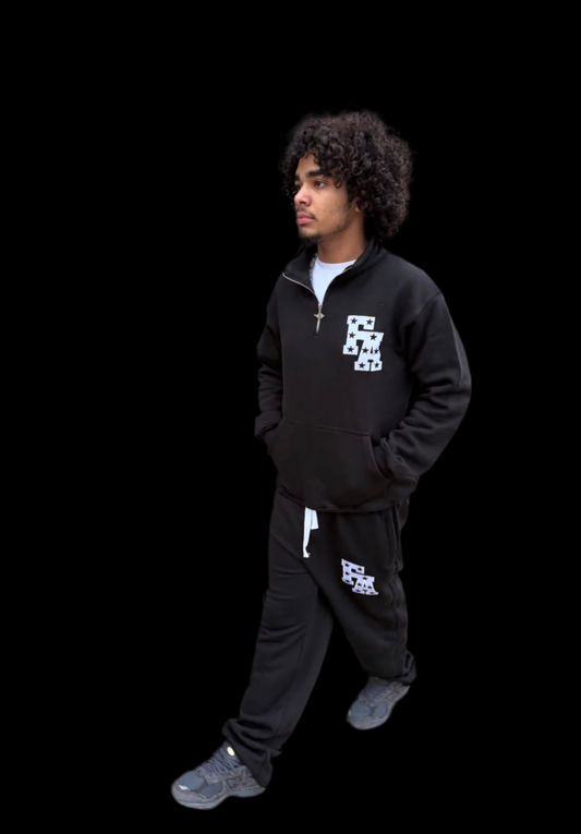 Black Quarter Zip Sweatsuit