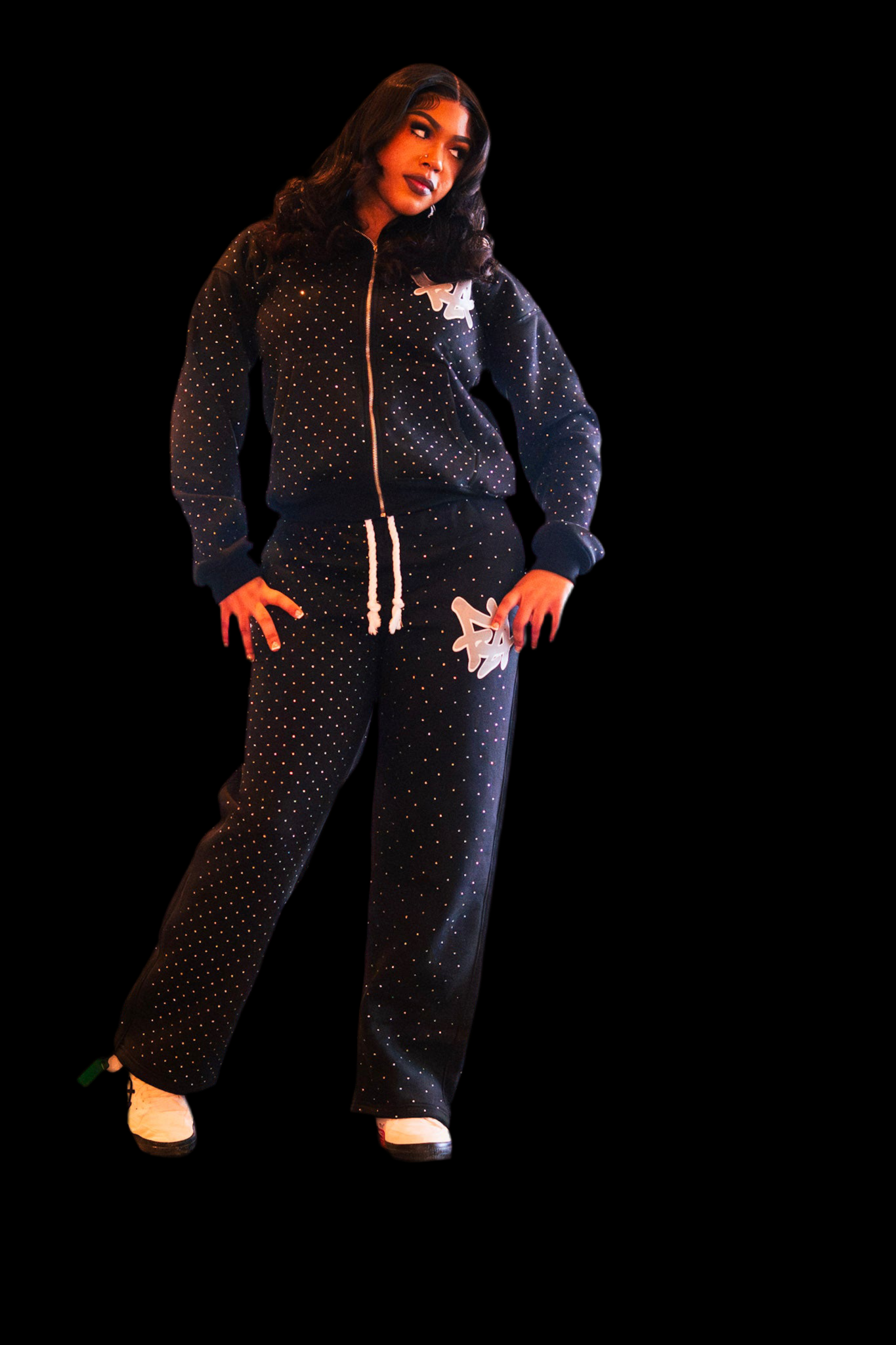 Black Rhinestone Sweatsuit
